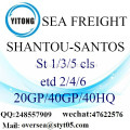 Mar de puerto de Shantou flete a Santos